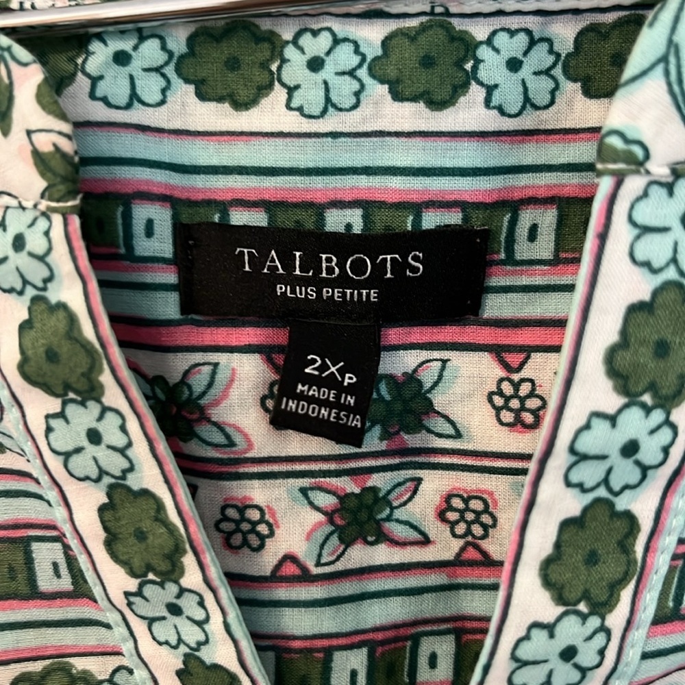 Talbots Primrose Border Shell Flutter Sleeve Blou… - image 4